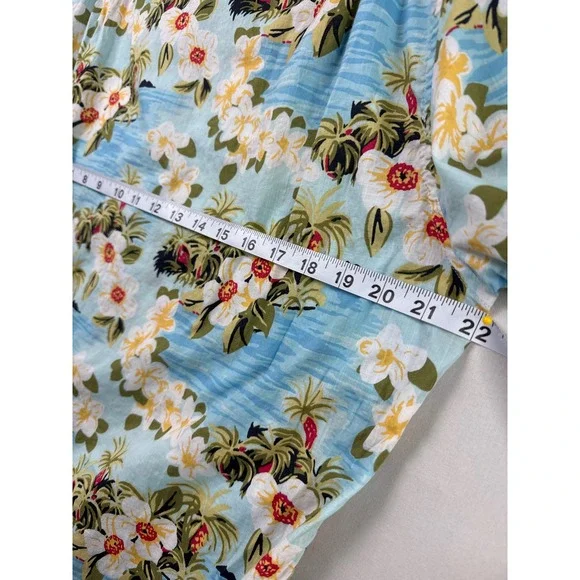 J.Crew Button Down Shirt Mens M Blue Resort Tropical Floral Cotton Short Sleeve - Picture 5 of 10